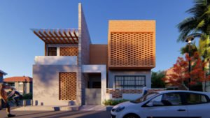 Brick Jali Vernacular residence house design