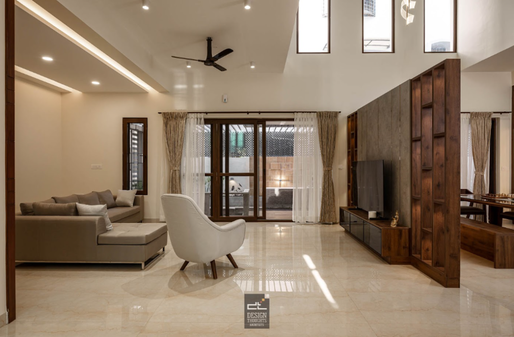 Large vertical windows providing