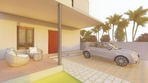 Parking design in neoclassical villa