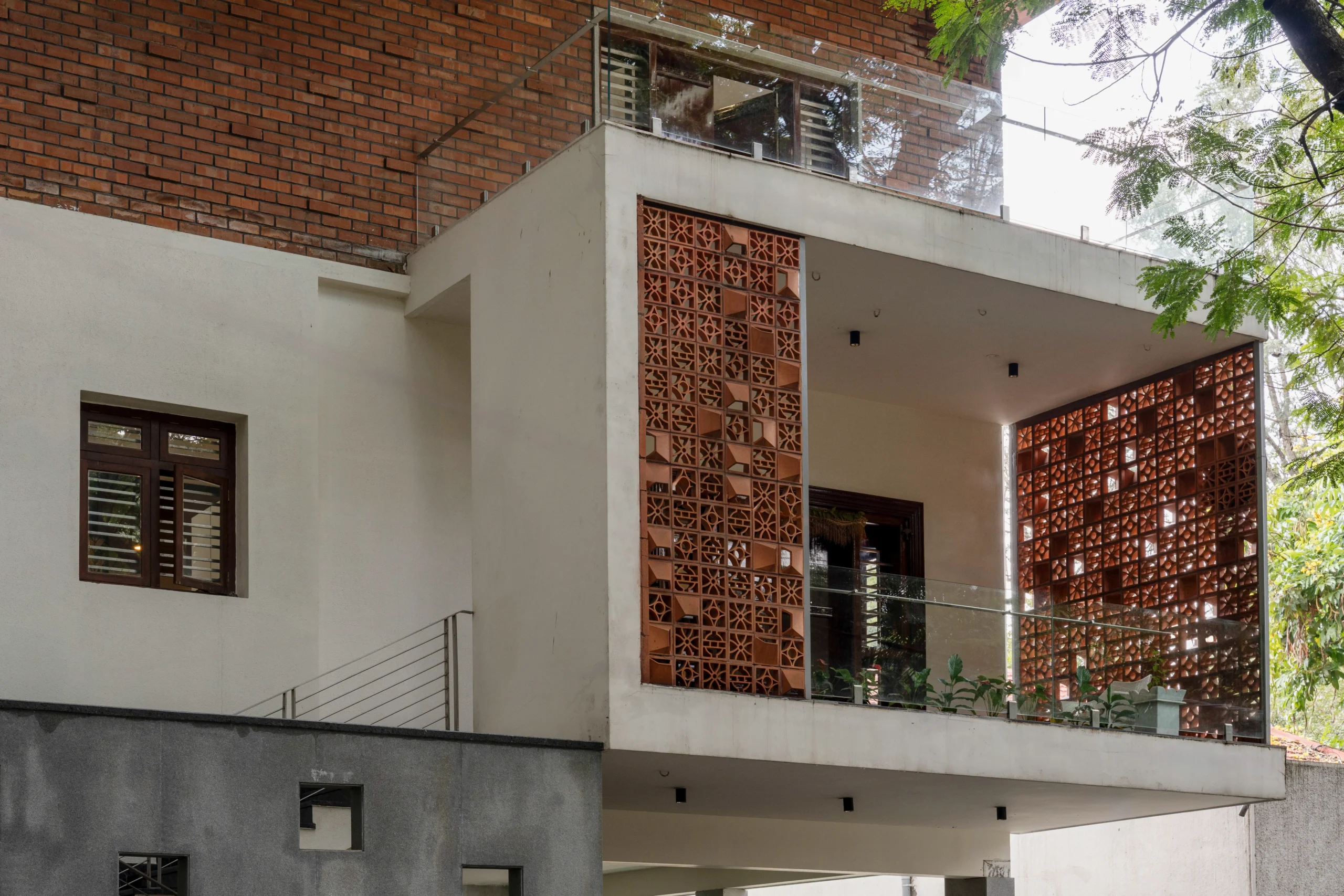 Traditional And Modern Architecture balcony view of venu and veena residence