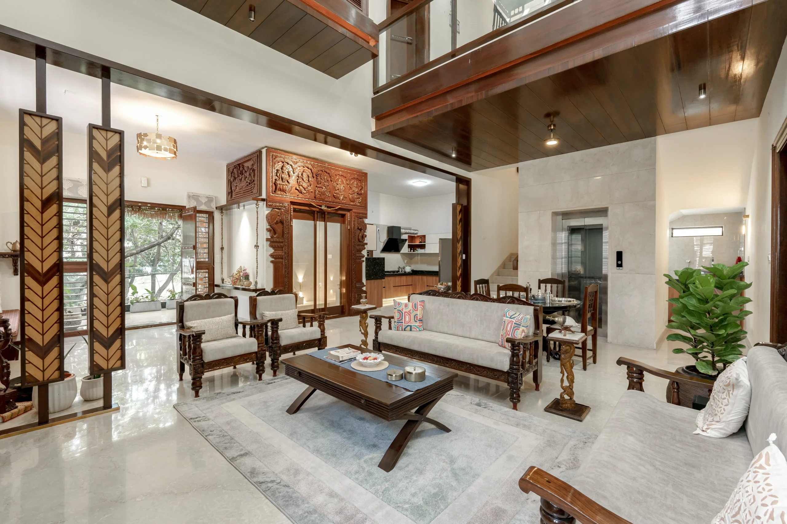 Traditional And Modern Architecture living room of venu and veena residence