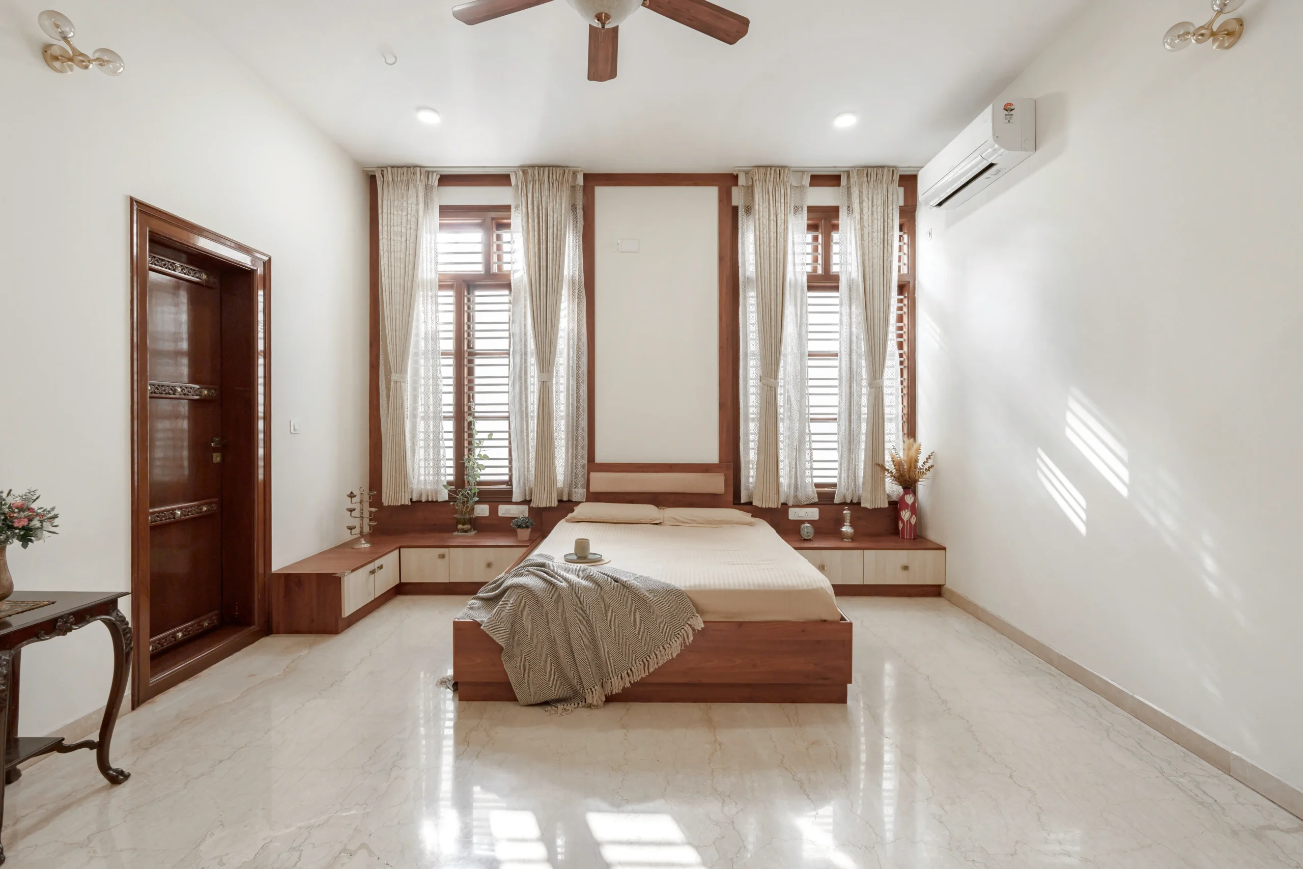 Traditional And Modern Architecture spacious bedroom of venu and veena residence