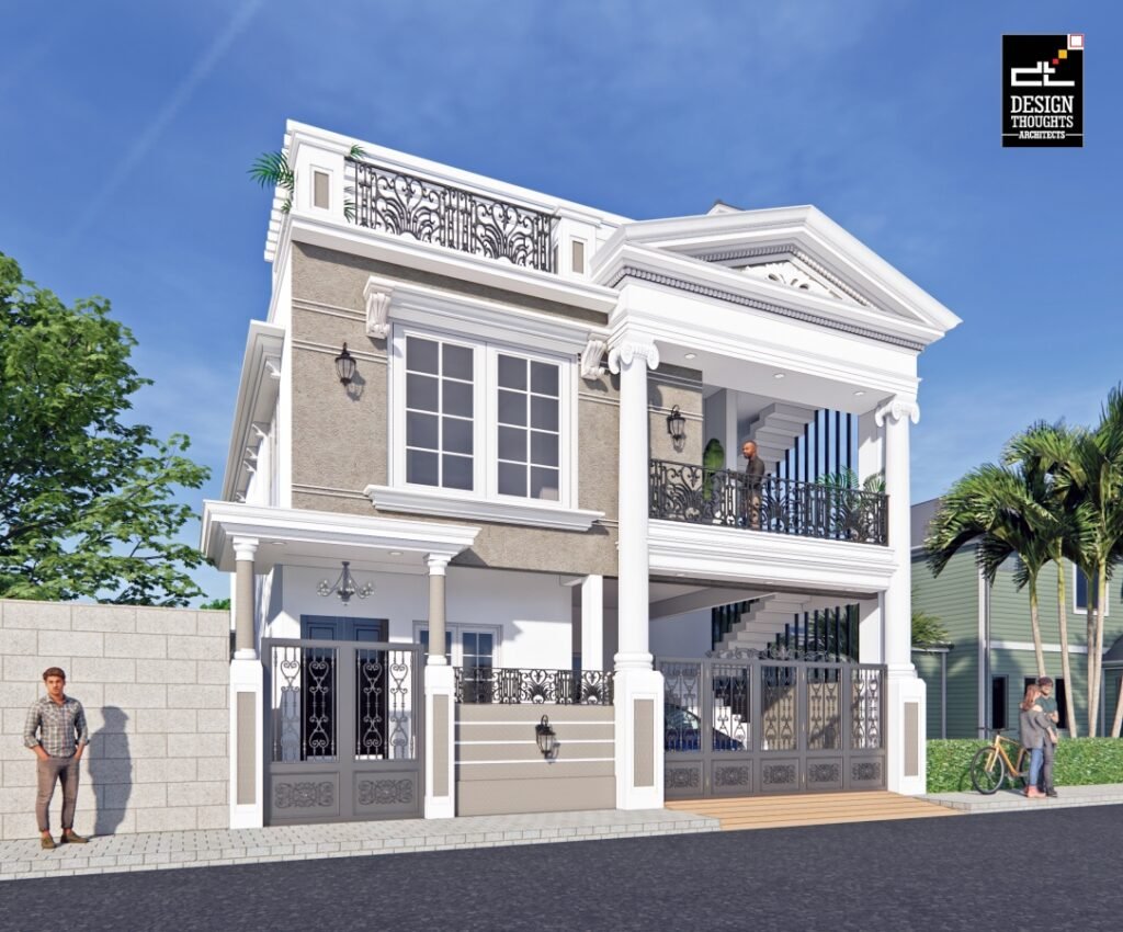 modern classical duplex villa elevation