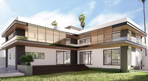 View of the final render of Australian new house design