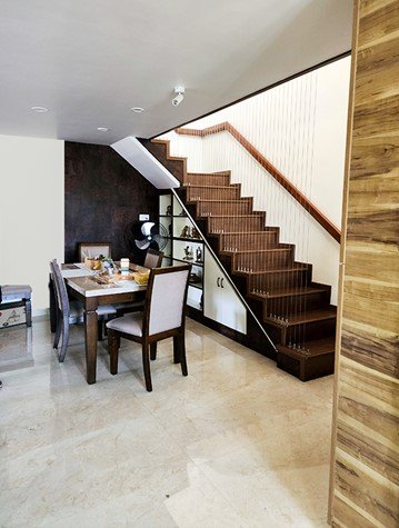 Contemporary Architecture Staircase with dining area