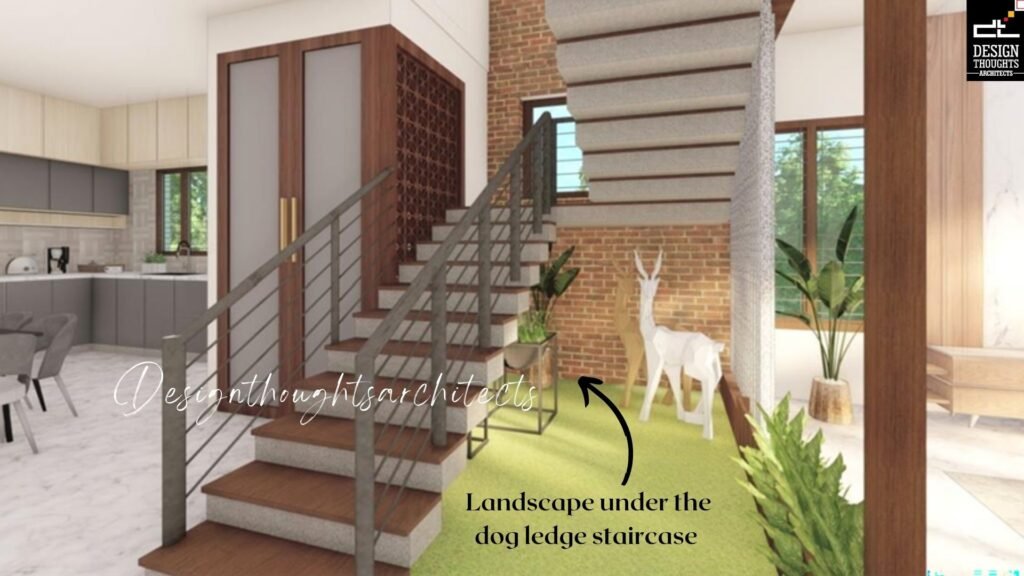 Modern House Design Courtyard under dog ledged staircase