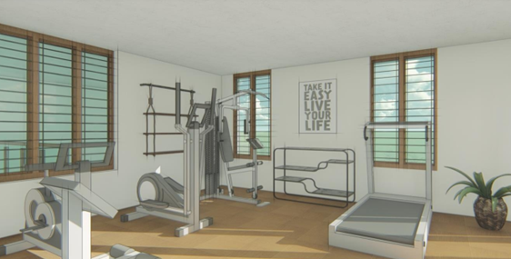 Bungalow design 30 x 50 gym room