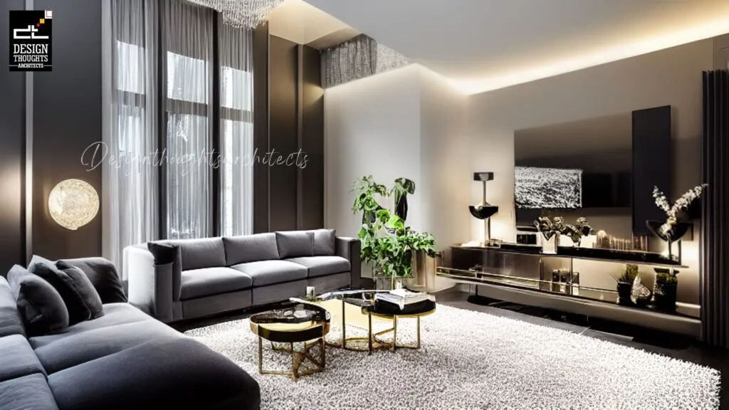 Neoclassical Architecture Double height living area