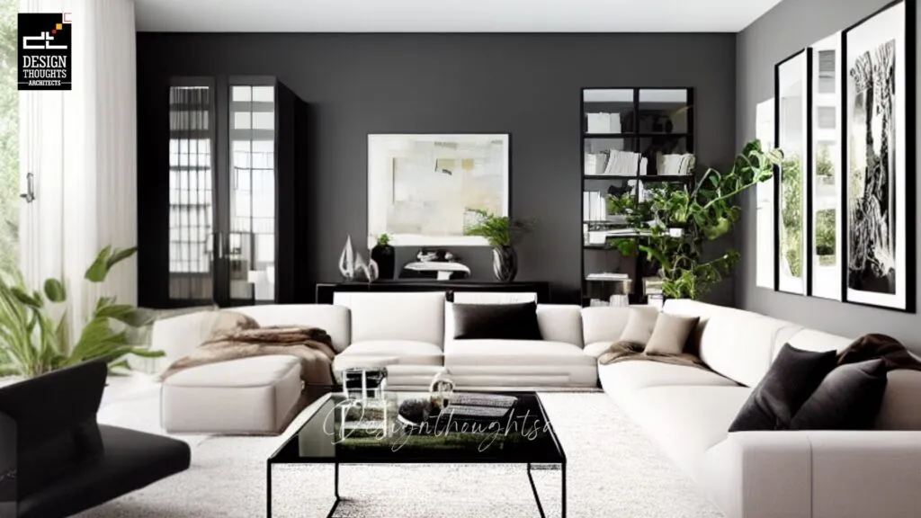 Villa with a sloped roof Traditional House Design Family Room