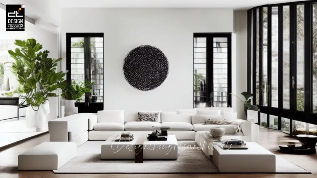 Villa with a sloped roof Traditional House Design Living Area