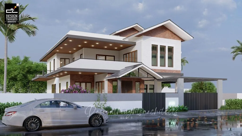 Villa with a sloped roof Traditional House Design Right View