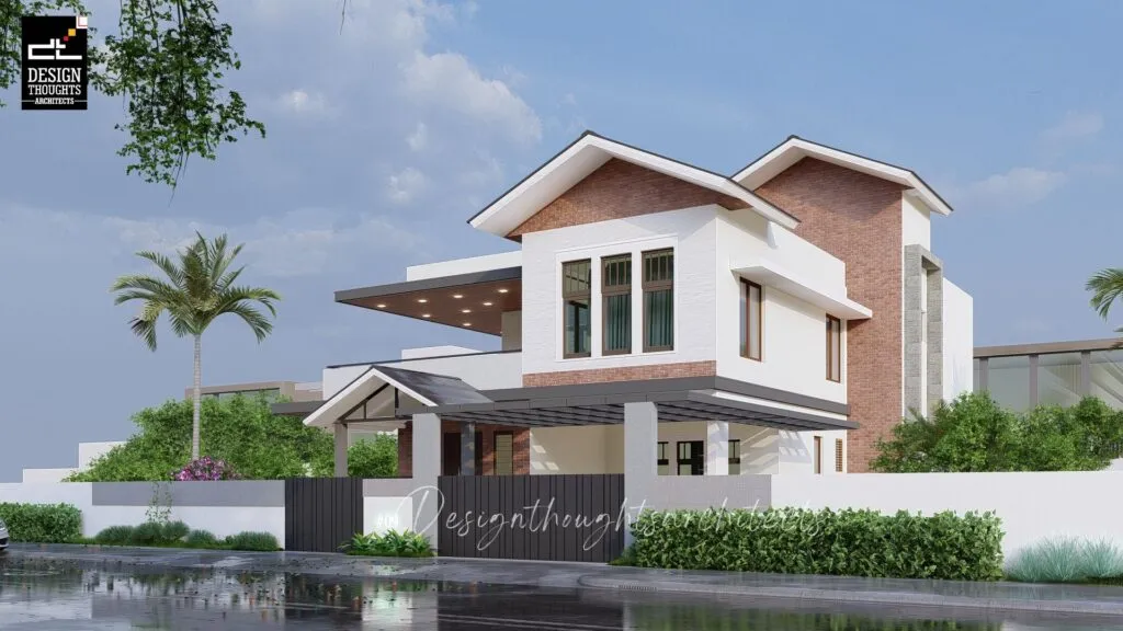 Villa with a sloped roof Traditional House Design left view