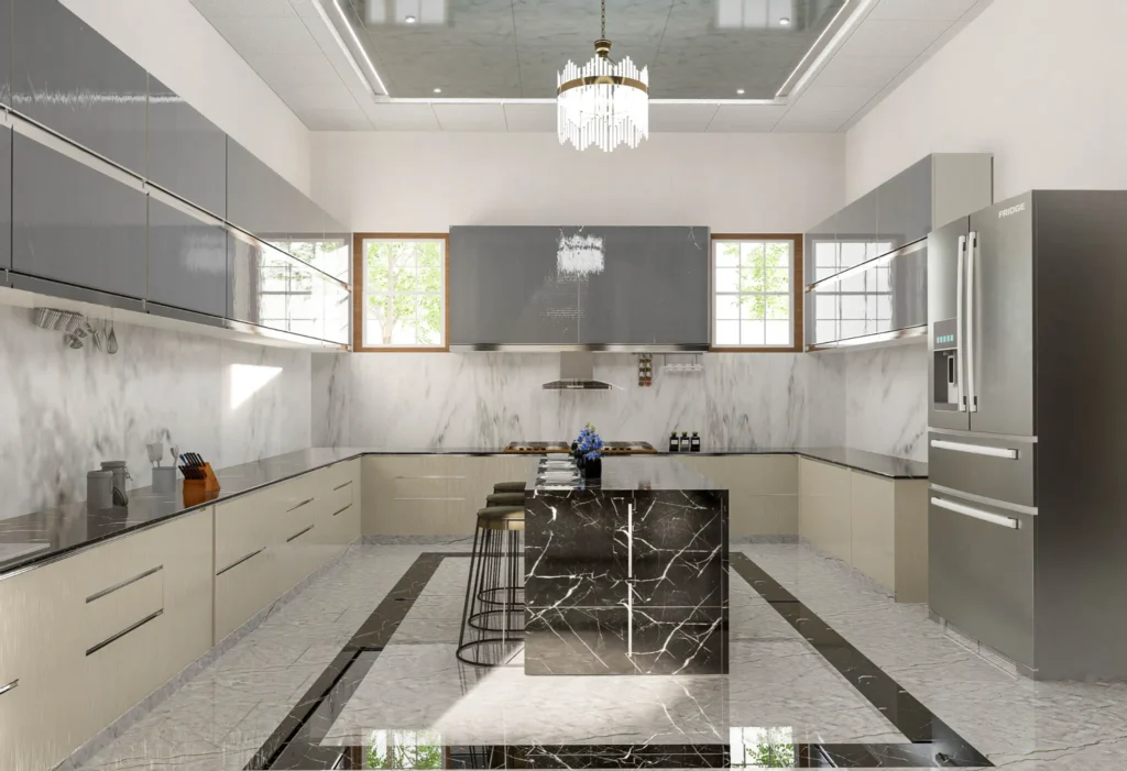 Dr Sridhar bungalow kitchen area view interiors portfolio design thoughts architects.