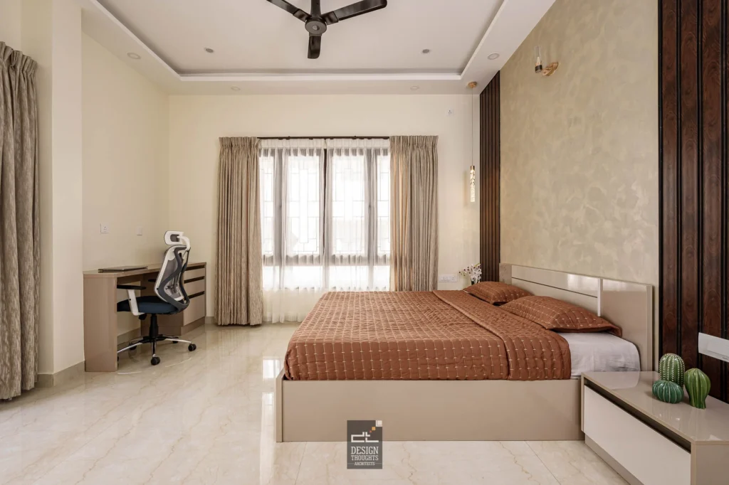 Mr Jaychandra Master bedroom with study table design thoughts architects.