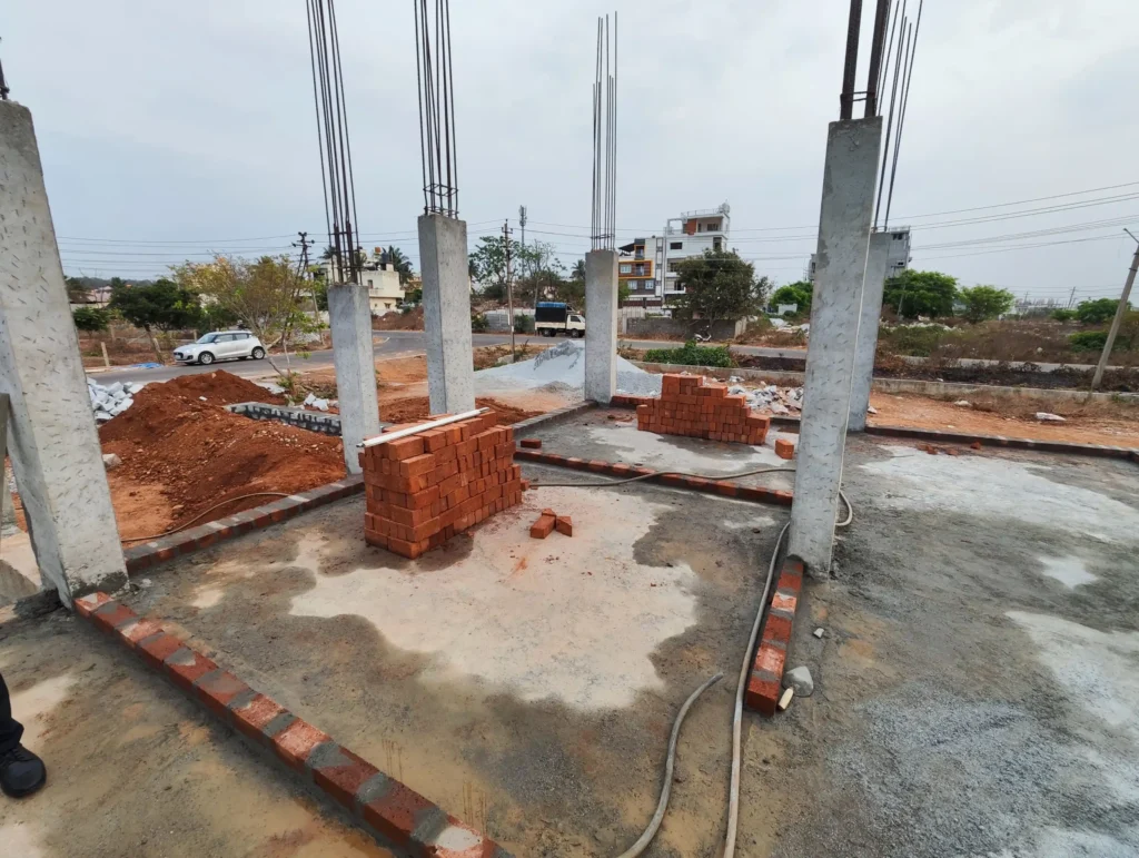 mr Aravind construction site foundation pillars design thoughts architects.