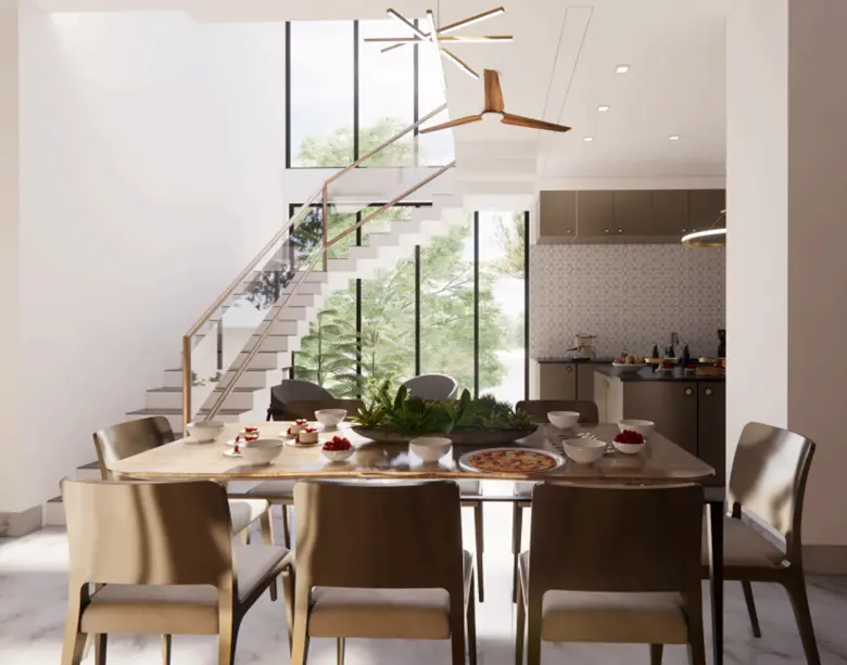 Modern Villa of Mr Pavan Residence Kitchen Dining and internal staircase