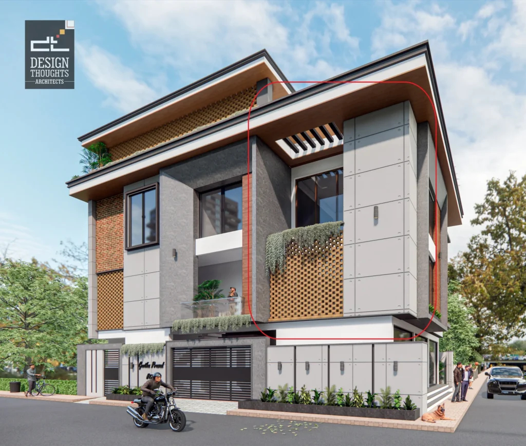 corner plot house design Highlighting corner elements in Mr Geetha Prasad’s residence