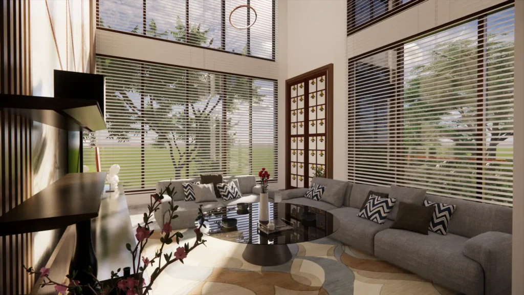 corner plot house design living room