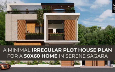 A Minimal Irregular Plot House Plan on a 50×60 Site in Serene Sagara