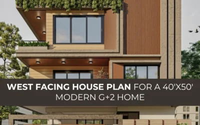 West Facing House Plan for a 40’x50′ Modern G+2 Home