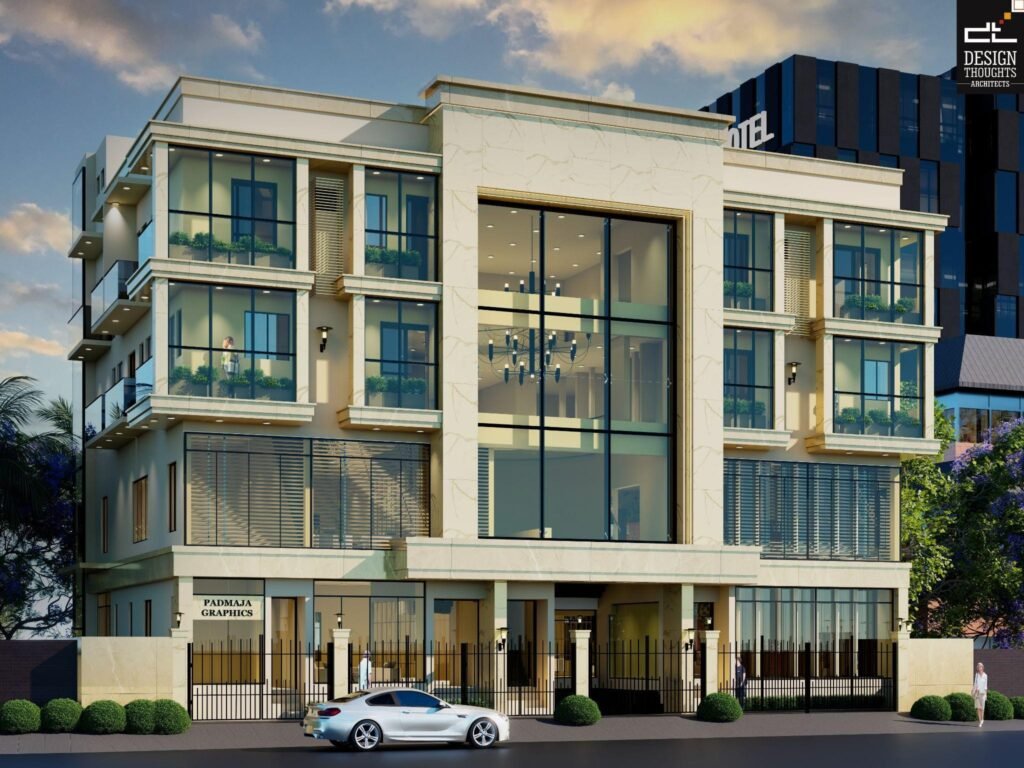 Final render of the south-facing commercial building plan in Rajajinagar