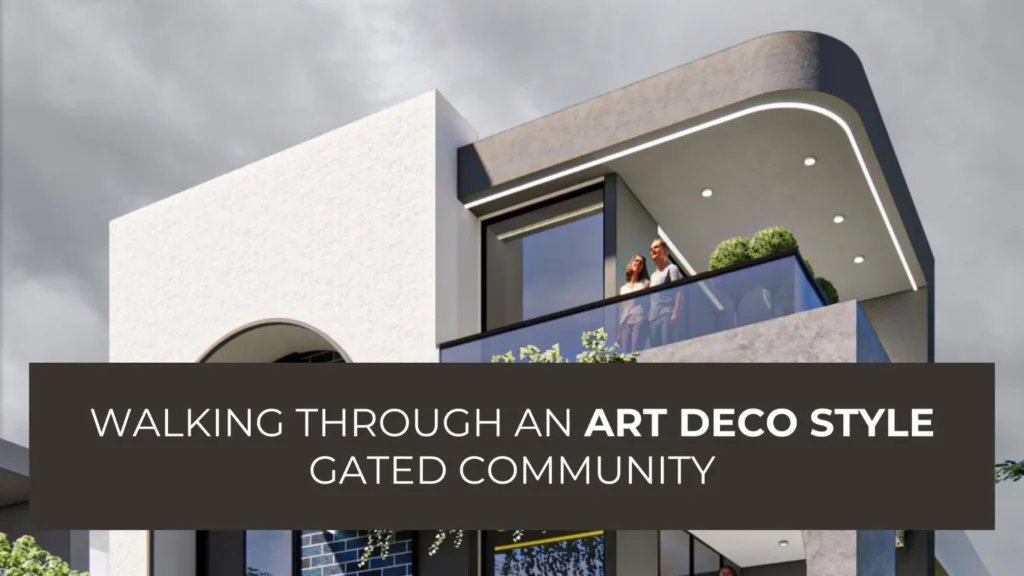 Elevation concept of gated community designed in Art Deco style