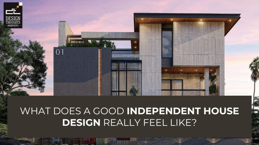 Independent House Design showcasing a modern corner plot elevation with clean lines, balconies, and contemporary materials in Bangalore.