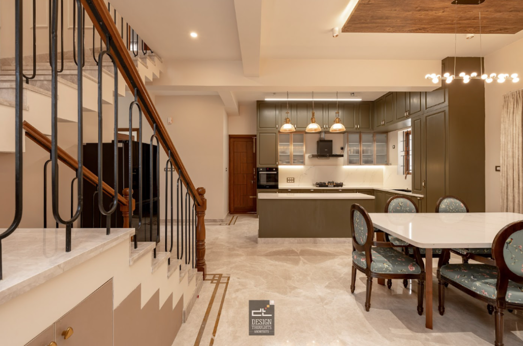 3D visualisation in architecture showing kitchen and staircase views for better scale understanding