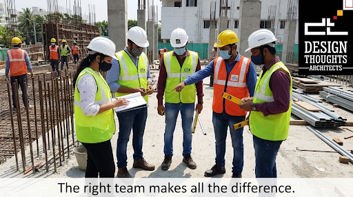 Experienced architects and engineers supervising home construction on site